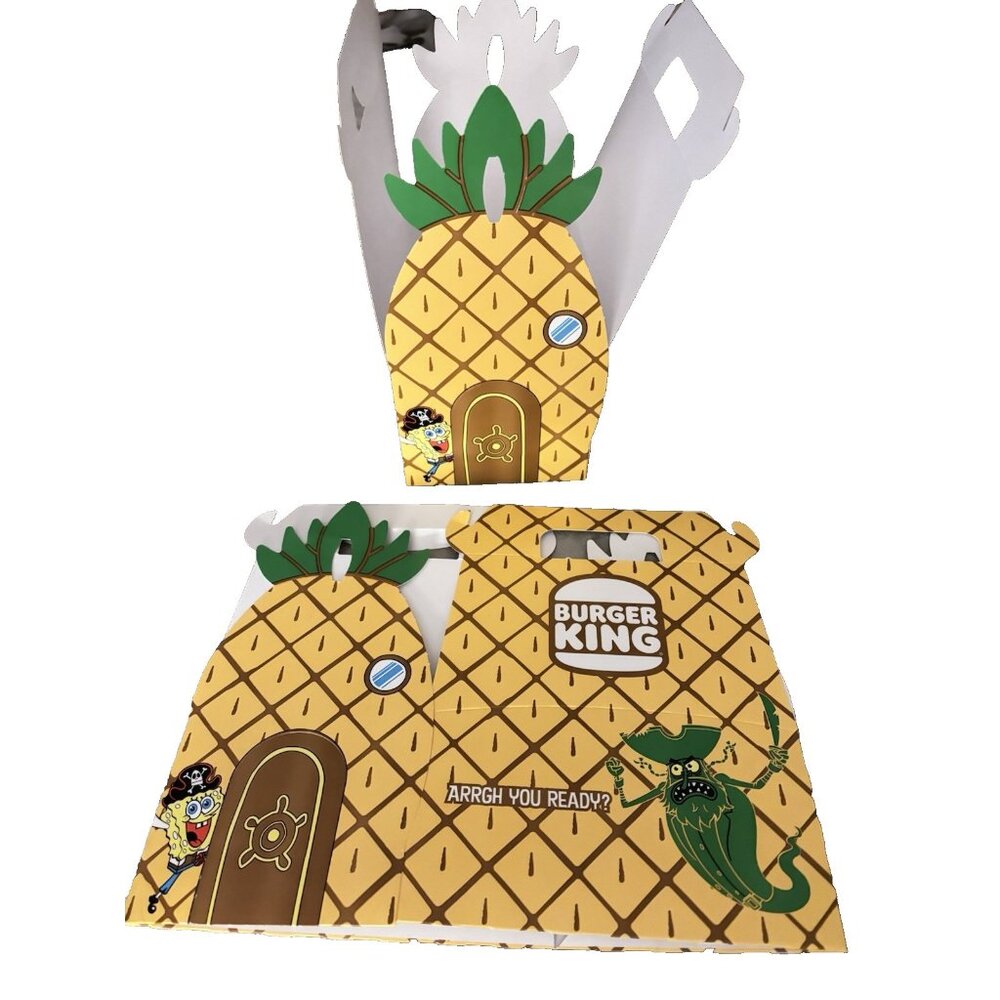 2pc SpongeBob SquarePants Burger King Pineapple House Empty Meal Boxes 2pc Set